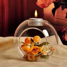 Candle Holders Romantic Wedding Dinner Decor Classic Crystal Transparent Glass Hanging Holder Candlestick Bar Party Home