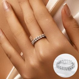 100% 925 Sterling Silver Zircon Geometric Ring for Woman Girl Simple Fashion Hollow Out Design Jewelry Party Gift Drop 240424
