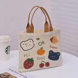 Canvas Bag Women 2024 New Bag Cloth Bag Lunch Box Tote Bag Commuting To Work Small Cloth Bag Bento Bag Small Handbag A1