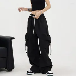 Women's Pants Gidyq Fashion Big Pocket Cargo Women Streetwear Loose Wide Leg American Style All Match Female Straight Trousers