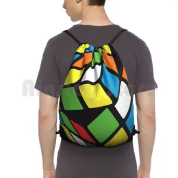 Backpack Twisting / Spinning Cube Design Drawstring Bags Gym Bag Waterproof Broken Smashed Colour Game Games