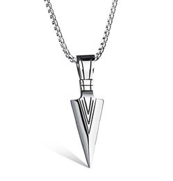 Spearhead Arrowhead Pendants Necklace Jewelry Mens Retro Style Stainless Steel Gold Plated Casting Necklace Jewelry GoldSilverBl5367427