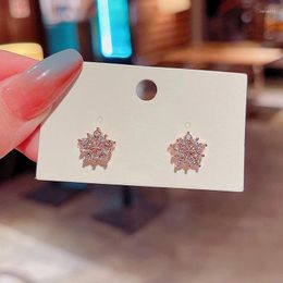 Stud Earrings Crystal Zircon Snowflake Shiny Rhinestone Woman Korea Fashion Trendy Cute Christmas Year Jewellery Gift