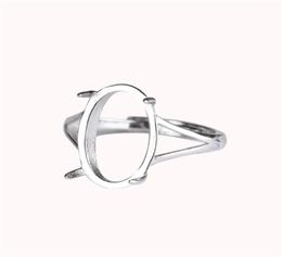 Fine Silver 925 Sterling Silver Ring Women Engagement Wedding Ring Semi Mount for 10x14mm Oval Cabochon Amber Opal Agate White Gol2074116