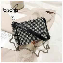 Shoulder Bags Fashion Handbags Women Designer Rhinestone Bag Leather Flash Hand Casual Crossbody Purses 2024