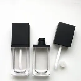 Storage Bottles Flat Square Lip Tube Sub-black Makeup Refillable Bottle 8ml Glaze Gloss Tubes Empty Viaje Garrafa Packaging