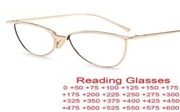 Sunglasses Unique Presbyopia Eyeglasses Magnifying 0 60 Diopter Vintage Brand Design Anti Blue Light Reading Glasses Metal Cat E9726447