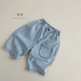 Trousers Soft And Stretchy Denim Pants For Boys Girls 2024 Korean Style Children's Jeans Spring Summer
