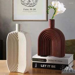 Vases Nordic Light Luxury Ceramic Vase Art Decorative Flower Machine Living Room Home Arrangement Dried Flowers Homestays Table