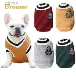 Dog Apparel Dog Cat Sweater College Style V-neck Teddy knitted Vest Pet Puppy Winter Warm Clothes Apperal for Small Medium Large Dogs Cats d240426