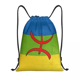 Shopping Bags Custom Vintage Amazigh Flag Drawstring Men Women Lightweight Berber Tifinagh Sports Gym Storage Backpack