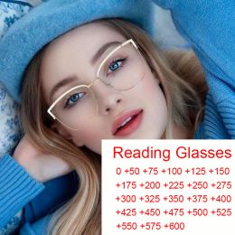 Lenses Korean White Rimmed Glasses Women Fashion Eyeglasses Frame Female Anti Blue Light Glasses for Reading Vision Plus +0.75 1.5