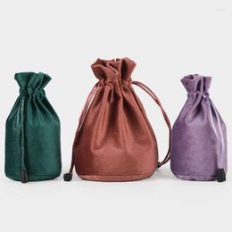 Shopping Bags 20pcs/lot 6x12.5cm Black/Purple/Brown/Grey/Green Round Bottom Sweet Candy Pouch Silk Velvet Drawstring Wedding Favours