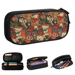 Japanese Sushi Crabs Daruma Pencil Case Pencilcases Pen Box For Girl Boy Big Capacity Bags Office Gift Stationery