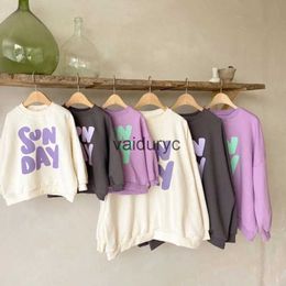 T-shirts Spring Autumn Mother Kids Hoodie Letter Print Family Look Pullover Korean Casual Family Matng Outfits H240426