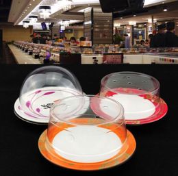 Plastic Lid For Sushi Dish Buffet Conveyor Belt Sushi Reusable Transparent Cake Dish Cover Restaurant Accessories QW99186517081