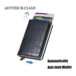 Wallets Rfid Smart Anti-theft Unisex Holders Business ID Card Case Fashion Soft Leather Automatically Pops Up Purses237E