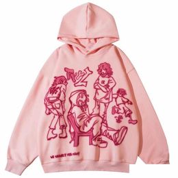 Women'S Hoodies & Sweatshirts Womens Kpop Retro Iti Hoodie Sweater Bone Dark Y2K P Clothes Printed Coat Cotton Boy Oversize Plover Ho Dh7Pv