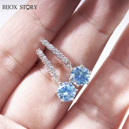 Stud Women moissanite drop earring with 1CTx2 royal blue Colour yellow Colour moissanite gemstone pass diamond test female jewerly gift d240426