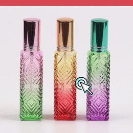 new 15ml Colourful Square Glass Perfume Bottle Thick Mini Fragrance Cosmetic Packaging Spray Bottle Refillable Glass Vials for square glass