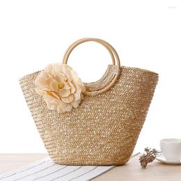 Totes Women's Straw Handbag Flower Woven Summer Beach Messenger Tote Bag Basket Shopper Purse