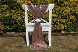 Cheap Rose Gold Sequin Chair Sashes Fomal Wedding Party Decor Dazzling Chair Bows Chair Covers 15050cm Size8966124