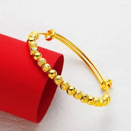 Bangle Korean Version Of The Classic Transfer Beads Gold Bracelet Brass Gold-plated Women's Long-standing Imitation Jewelry Gift