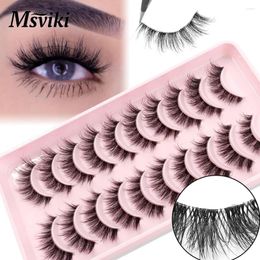 False Eyelashes 10 Pairs Invisible Band Mink Lashes Natural 3D Transparent Clear Fake Fluffy 5D Lash Extension Supplies Makeup