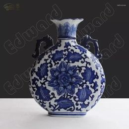 Vases Blue And White Pottery Classic Pattern Retro Furnishings Classical Ceramic Crafts Tea Table Decoration Household Use