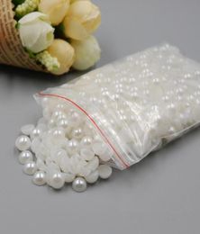 Nail Art Decorations 7mm White Color 500pcs Craft ABS Resin Imitation Pearls Beige Half Round Flatback Scrapbook Beads For8642165