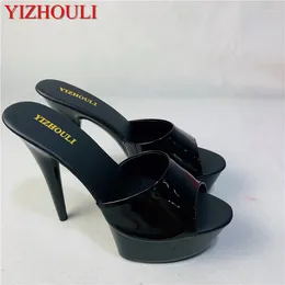 Dance Shoes Stage Banquet 15 Cm High Heel Black Uppers Sexy Performance Sandals Model