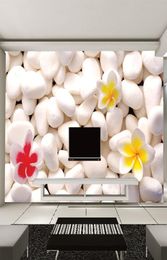 New art can be Customised big large mural 3D wallpaper bedroom living room TV backdrop modern fashion white pebbles stone flow6469934