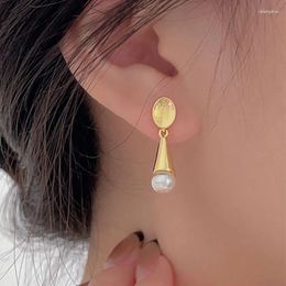 Stud Earrings Prevent Allergy Pearl Drop For Women Couples Korean Trendy Elegant Geometric Handmade Wedding Bride Jewellery