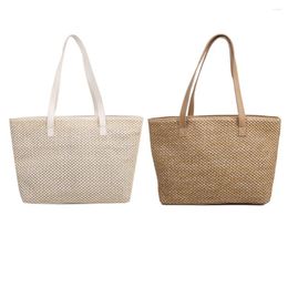 Totes Women Woven Summer Beach Shoulder Bags Ladies Straw Knitting Tote Shopping Large Capacity Plain Underarm