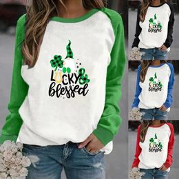 Women's Hoodies St Day Womens Casual Long Sleeve Crew Neck Letter Printed Pullover Hoodless Sweatshirts Fit Blouse