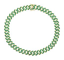 Fashion 5a Zircon Round Crystal cz paved tennis cuban Choker Necklace for Women Females Green Color CZ hip hop Jewelry Gifts X05093301979