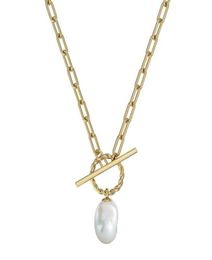 T bar Gold Filled Choker Necklace Good Quality Womans 2021 Sell 14K Plated Stainls Steel Vintage Pearl Pendant Necklace25956426476794