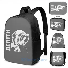 Backpack Funny Graphic Print Aerith - Final Fantasy VII USB Charge Men School Bags Women Bag Travel Laptop