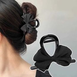 Clamps Ribbon Bow Hair Claw Hairpin HeaddressFashion Korea Sweet Barrettes Hair Clips Crab Women Headwear Ponytail Hair Accessories Y240425