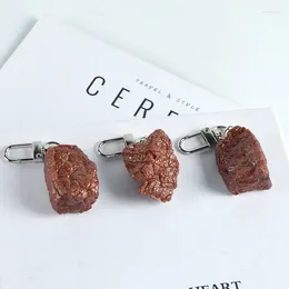 Keychains Keychain Grill Mini Simulation Food Grilled Meat Key Holder Chain Bag Pendant Accessories Keyring Jewellery