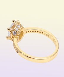 Pink Sparkling Crown Solitaire Ring Women's Rose gold Wedding designer Jewelry For 925 Silver CZ diamond Lover Rings with Original box5320230