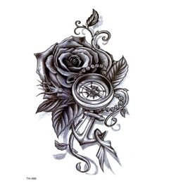 Tattoo Transfer Rose Flower Waterproof Temporary Tattoos Men Fake Tattoo Body Tatoo Sleeve Art Tattoo Tatuajes henna Tattoo Stickers 240427