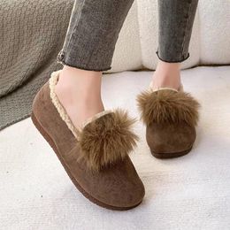 Casual Shoes Fur Winter Warm Cotton Women Flats Ankle Boots Fashion 2024 Suede Short Plush Brand Walking Zapatillas Mujer