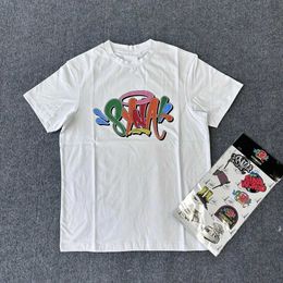 Men's T-Shirts Colourful SYNA Alphabet Print T Shirt Hip Hop Unisex Streetwear Tops y2k Harajuku Casual Fashion White Short Sleeve Tees COTTON J240426