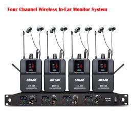 Headphones ACEMIC EMD04 Wireless In Ear Monitor System 4 Channels Transmitter Host With 4 Bodypack Receivers For Stage Performance Return