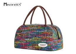 MINOFIOUS Print Insulated Lunch Bag Portable Canvas Thermal Food Picnic Lunch Bags Cooler Lunch Box Bag Tote for Women Men Kids T28347636