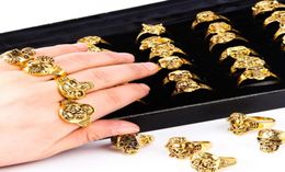 Rings for men 50pcs mixed Gold Plated Topquality Gothic Punk Assorted Whole Lots Skull punk biker Style Bikers Men039s Vin4194843