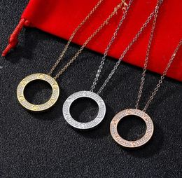 full cz stainless steel love necklaces pendants fashion choker necklace women men Lover neckalce Jewellery gift with velvet bag9470310