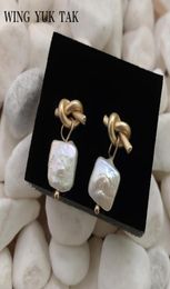 Stud Wing Yuk Tak Korea Womens Fashion Freshwater Pearls Earrings Vintage Geometric Gold Colour Small 20218514844