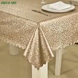 Table Cloth Luxury waterproof and heat-resistant tablecloth jacquard printed floral cloth Chequered pattern rectangular circular tablecloth 240426